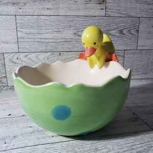 Russ Berrie Duck Trinket Candy Bowl Soap Sponge Green Dish Easter Egg Spring 5"